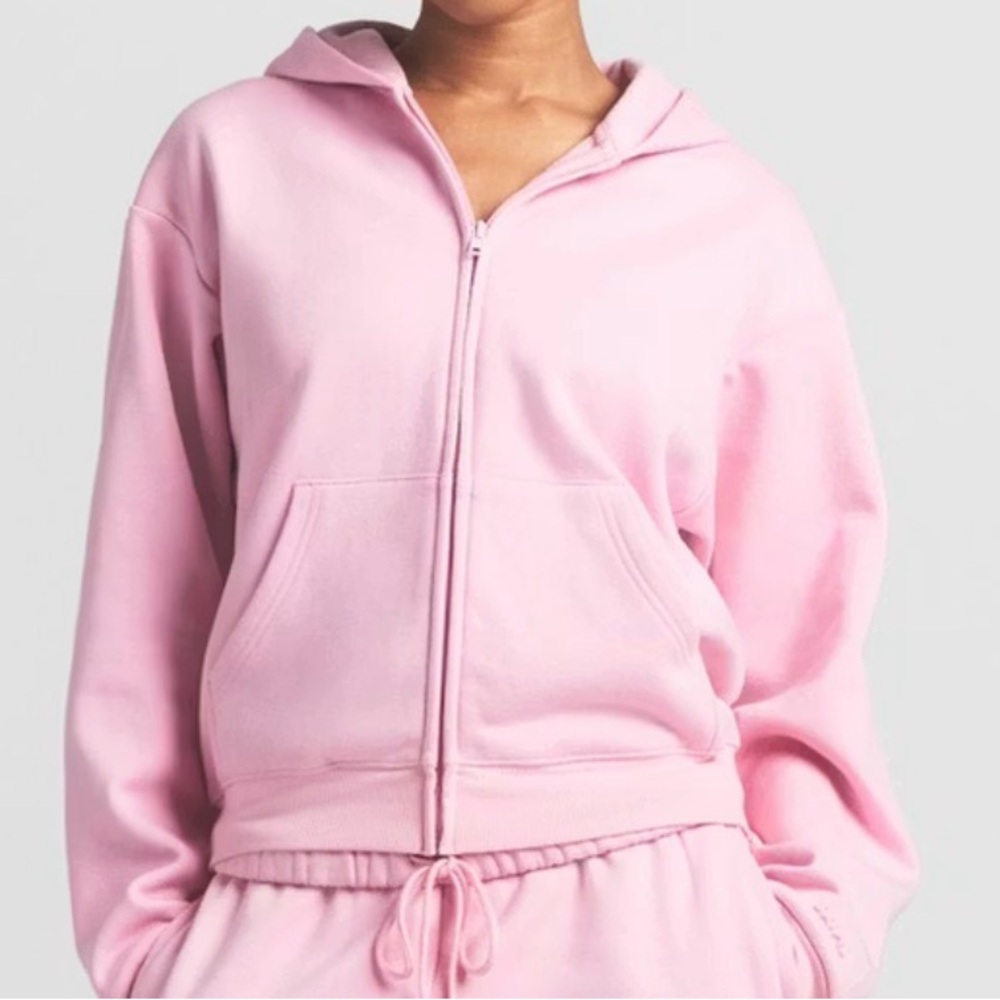 SKIMS Light Pink Zip-Up Hoodie